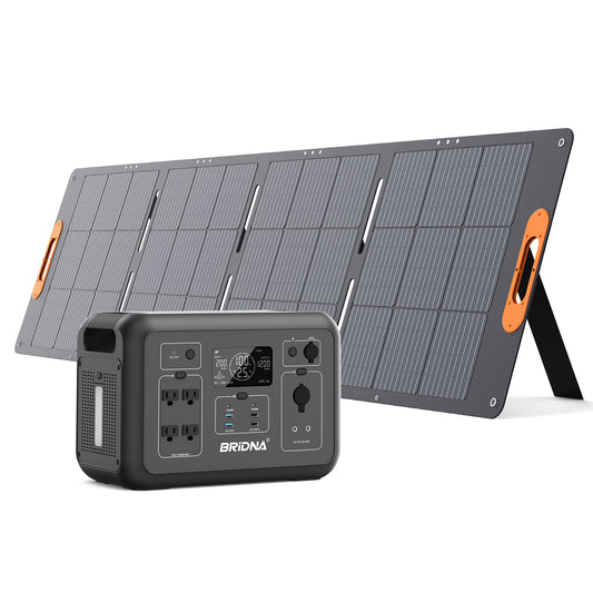 BRIDNA PPS1200-3 1200W Portable Power Station with SP200 200W Solar Charging Panel Solar Power Generators | LiFePo4 1200W 1008Wh 200W Solar Panel