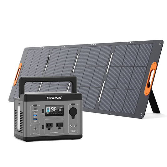 BRIDNA PPS300-3 Pro 300W Portable Power Station with SP120 120W Solar Charging Panel Solar Power Generator | Lithium-ion 296Wh 300W 120W Solar Panel